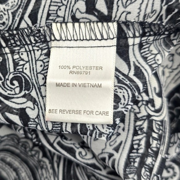 Dressbarn Paisley Print Kimono Style Boat Neck Sheer Top Black White 2X - Picture 5 of 7